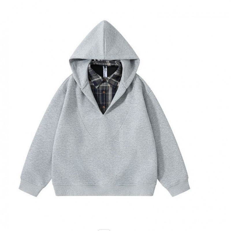 Unisex Oversize Hoodie with integrated shirt collar in layering look Chichicherry