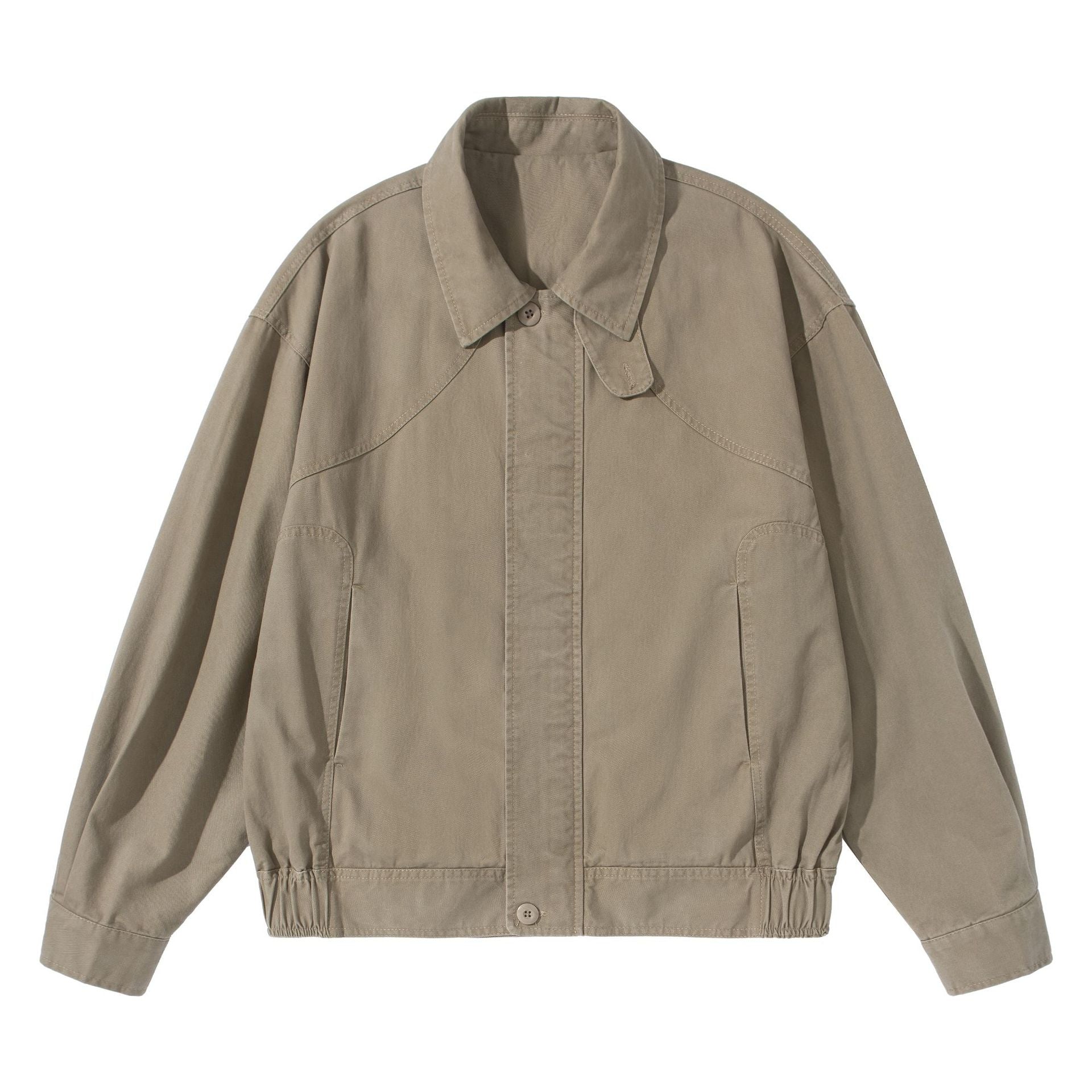 Unisex Short-Cut Utility Blouson with Shirt Collar and Elastic Hem Chichicherry