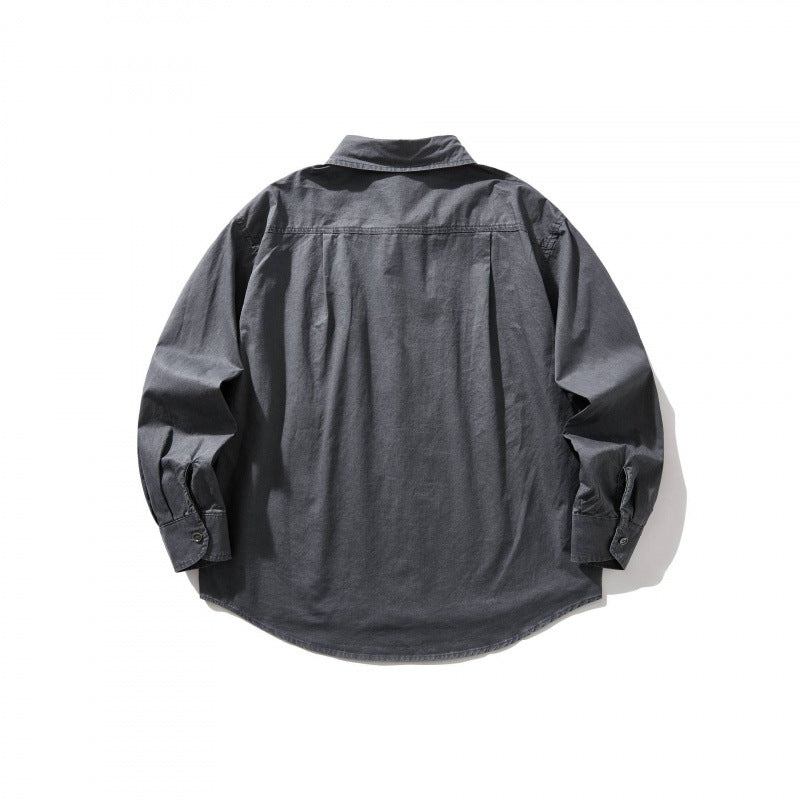 Unisex Oversize-Denim-Shirt Jacket with boxy silhouette, chest pocket and rounded hem Chichicherry