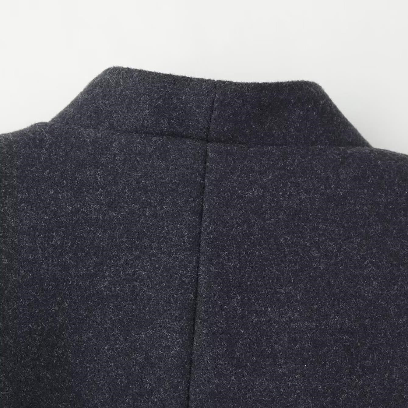 Ladies Elegant Wool Blend Long Coat with Shawl Collarless Look and Single Button Closure Chichicherry