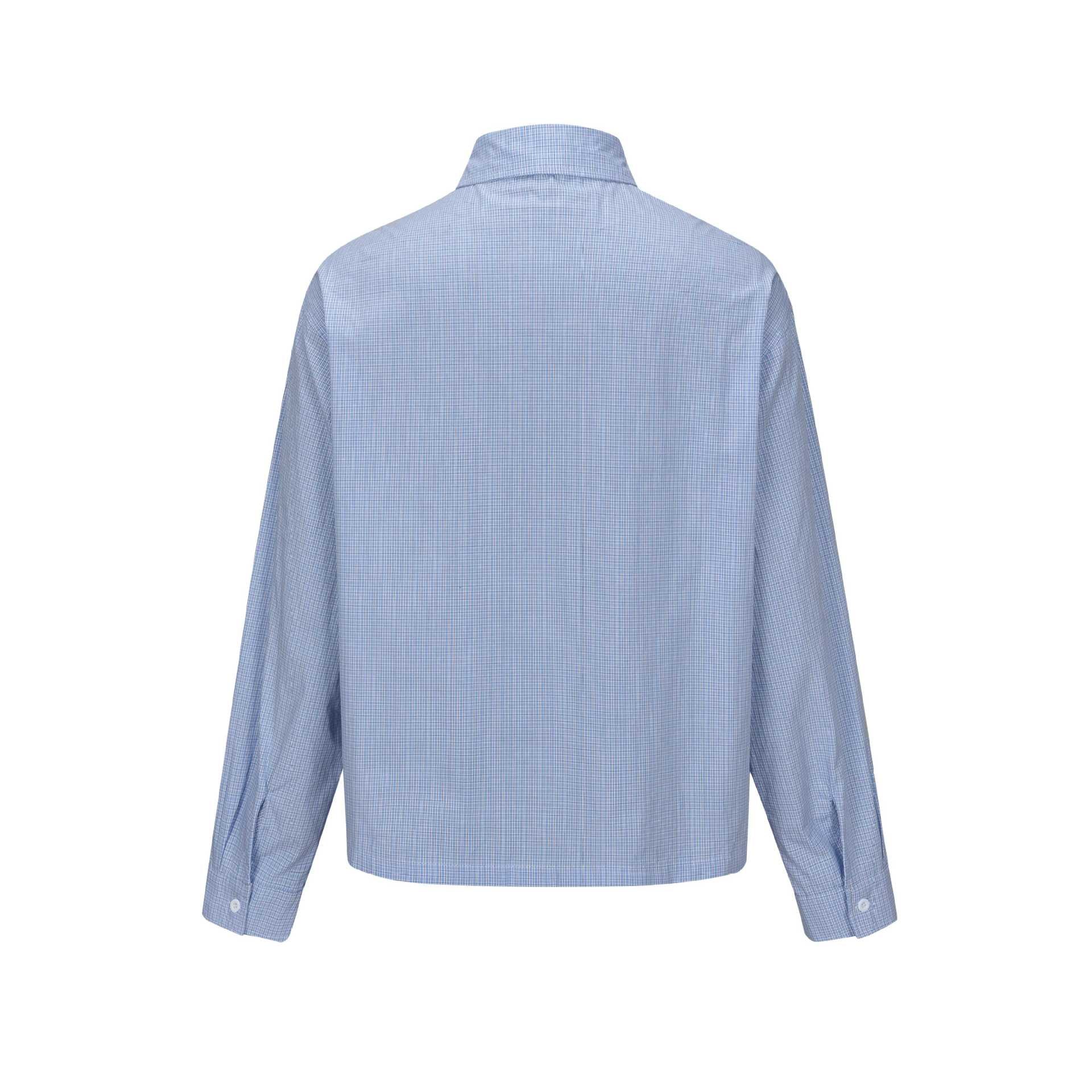 Men's cropped shirt in boxy cut with mini check and concealed button placket Chichicherry