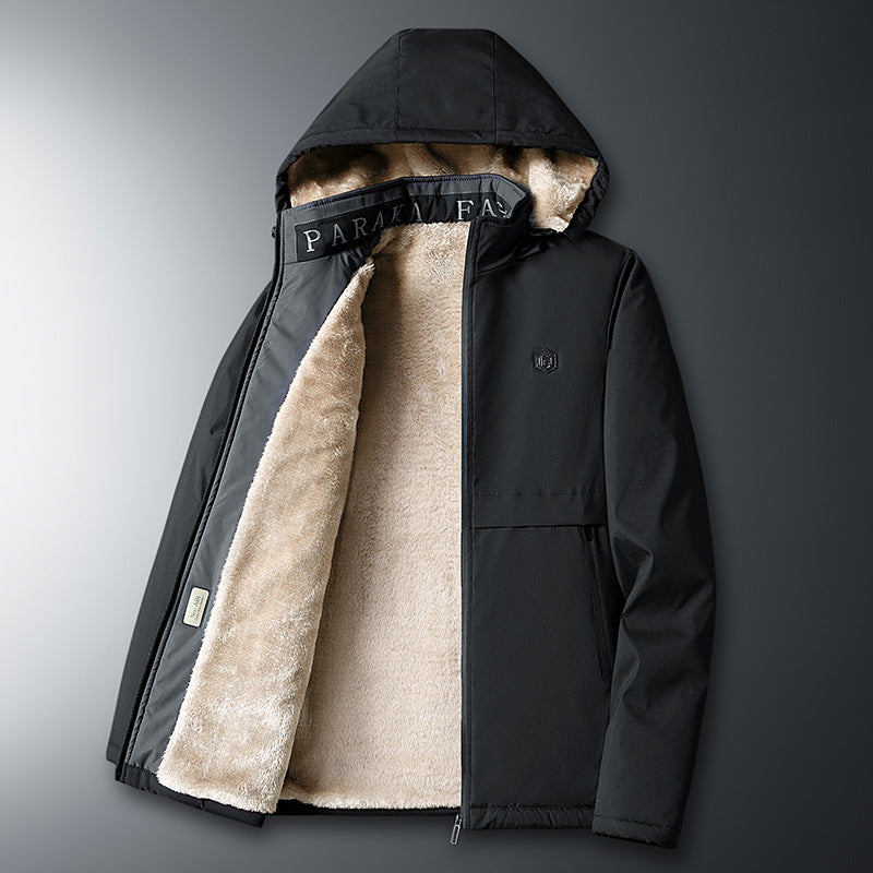 Men's transitional jacket with teddy lining, windproof outer shell and hood Chichicherry