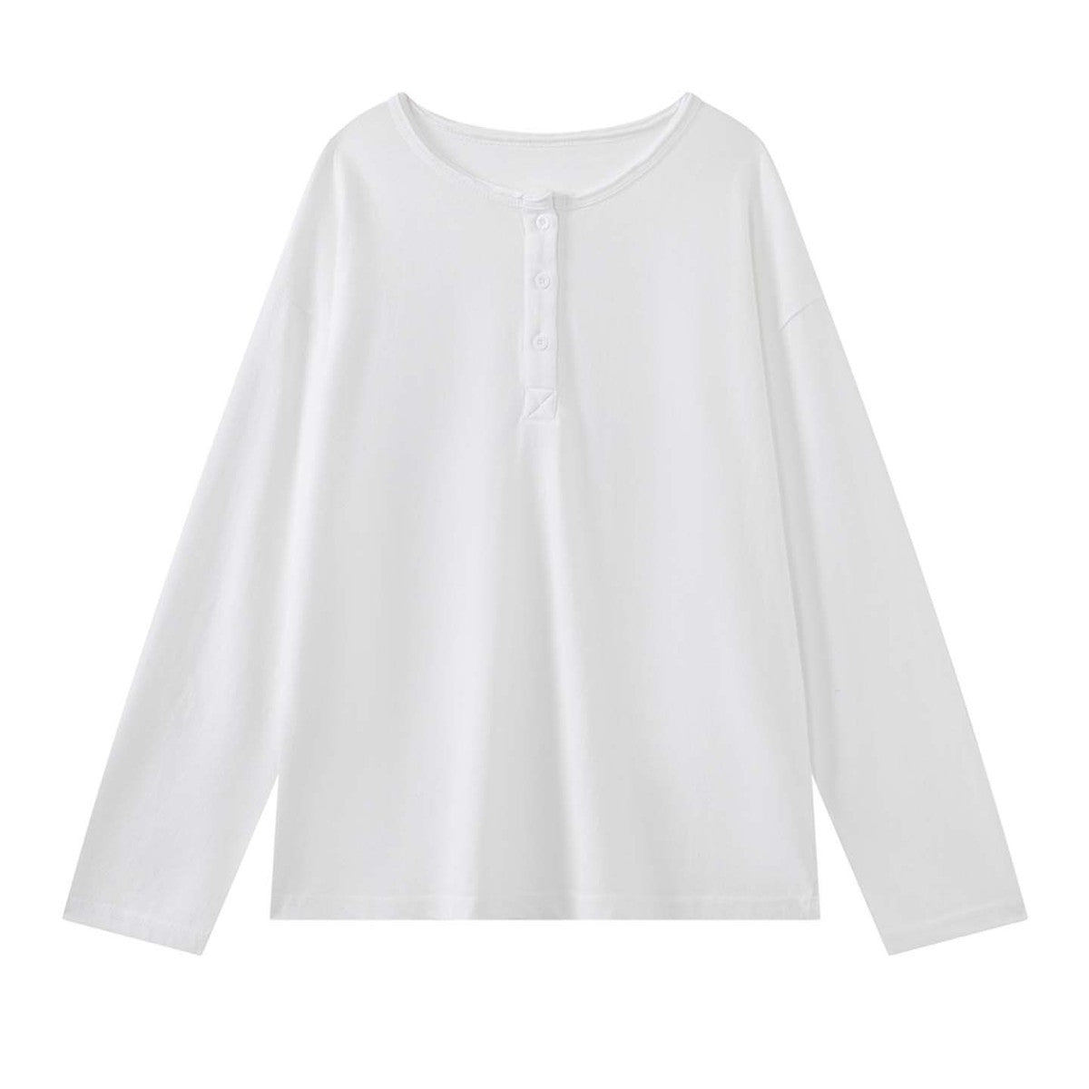 Women Oversized Henley Shirt with Raw Edge and Light Cotton Quality Chichicherry