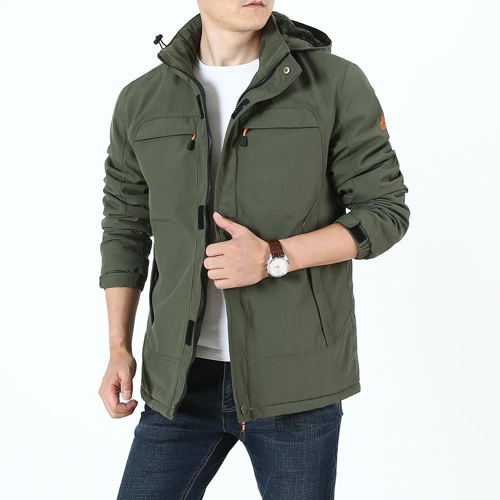 Men's Lightweight Softshell Parka with Fleece-Lined Hood and Multifunctional Pockets Chichicherry