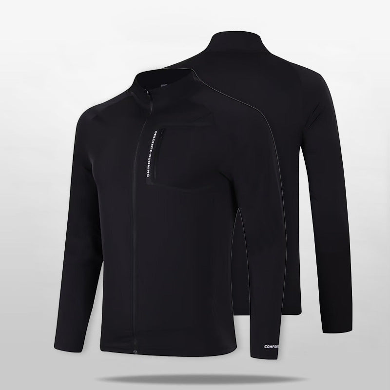 Men's breathable windproof running softshell jacket with stand-up collar and chest pocket Chichicherry