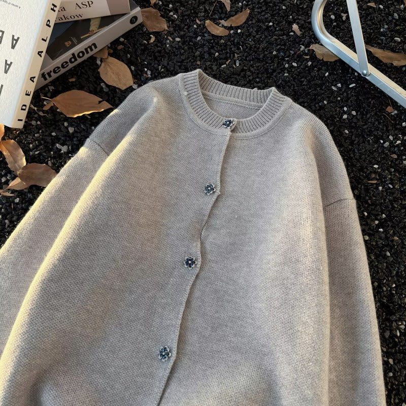 Unisex Kuscheliger melierter Feinstrick-Pullover mit Raglanärmeln und geripptem Rundhals Chichicherry