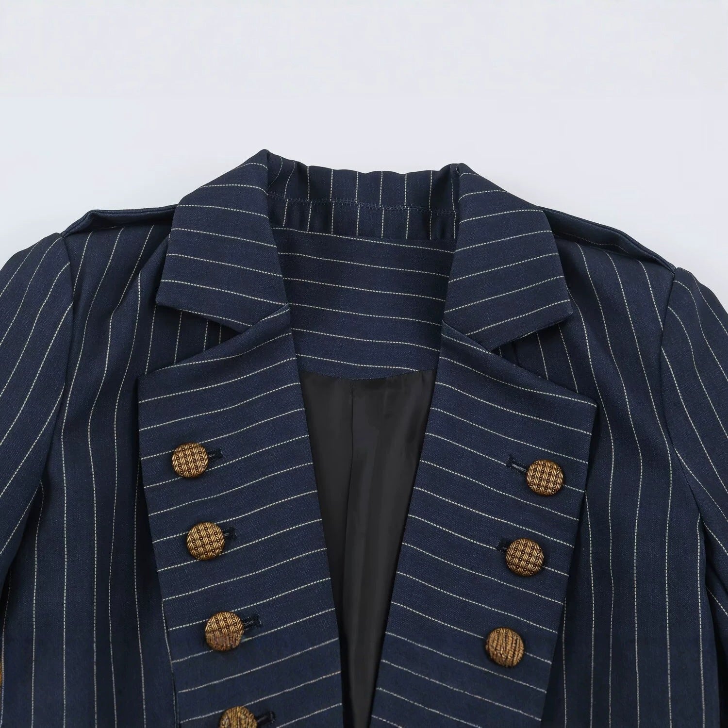Women's tailored double-breasted pinstripe blazer with lapels Chichicherry