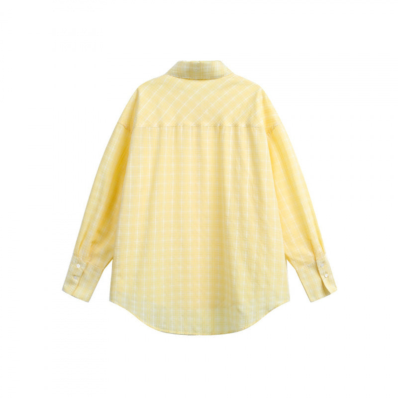 Women's Loose Oversized Shirt made of light cotton blend with checkered pattern Chichicherry