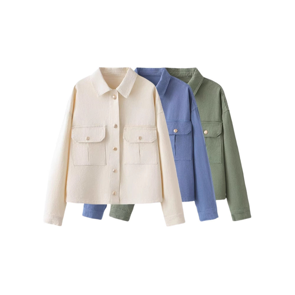 Women's Oversize Utility Jacket made of twill with appliquéd chest pockets Chichicherry