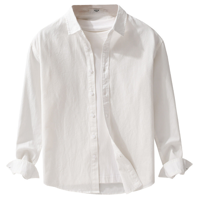 Men's Textured Cotton Shirt Jacket Overshirt in Relaxed Fit with Kent Collar Chichicherry