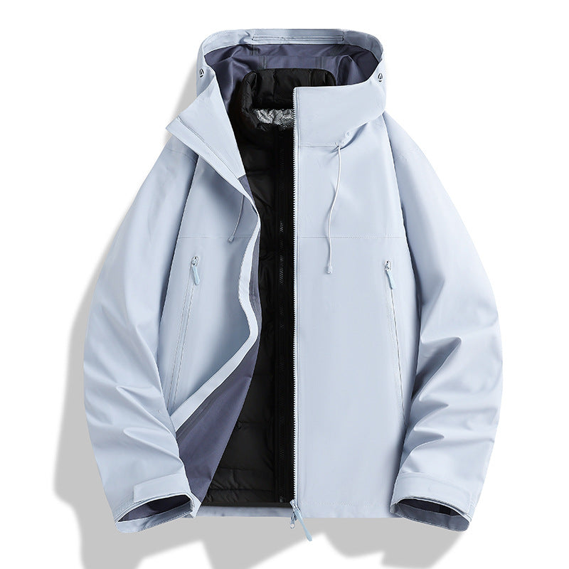 Men's Waterproof Softshell Outdoor Jacket with Adjustable Hood and Breathable Membrane Chichicherry