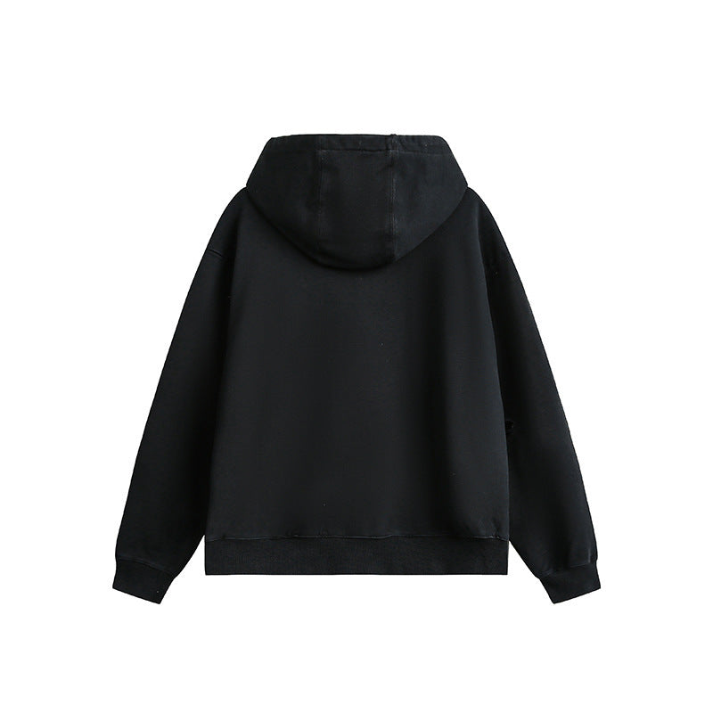 Unisex Oversize Hoodie with Distressed Details, Kangaroo Pocket and Ribbed Cuffs Chichicherry