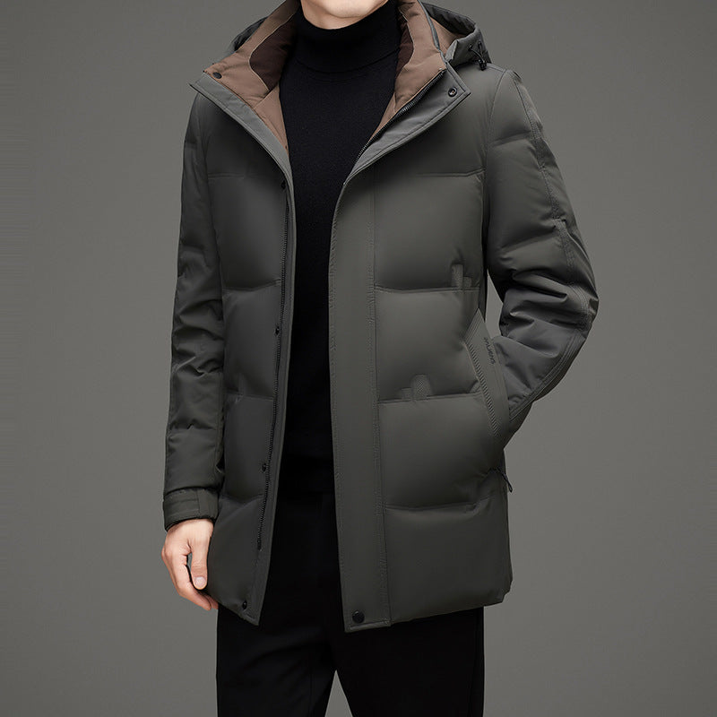 Men's padded hooded quilted jacket with elongated cut and windproof membrane Chichicherry