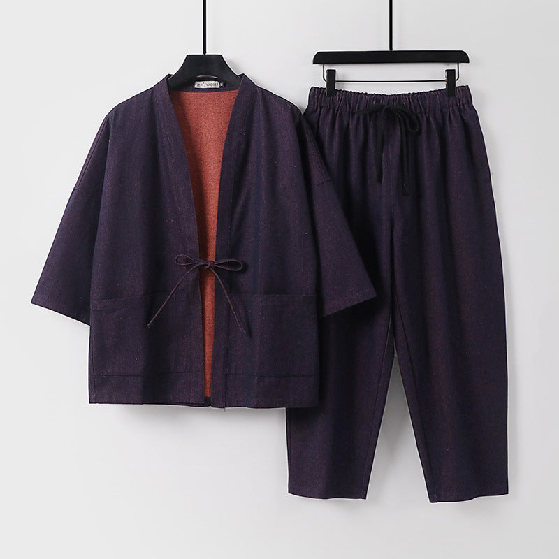 Unisex Kimono Jacket and Loose Cuff Pants in Denim Look Chichicherry
