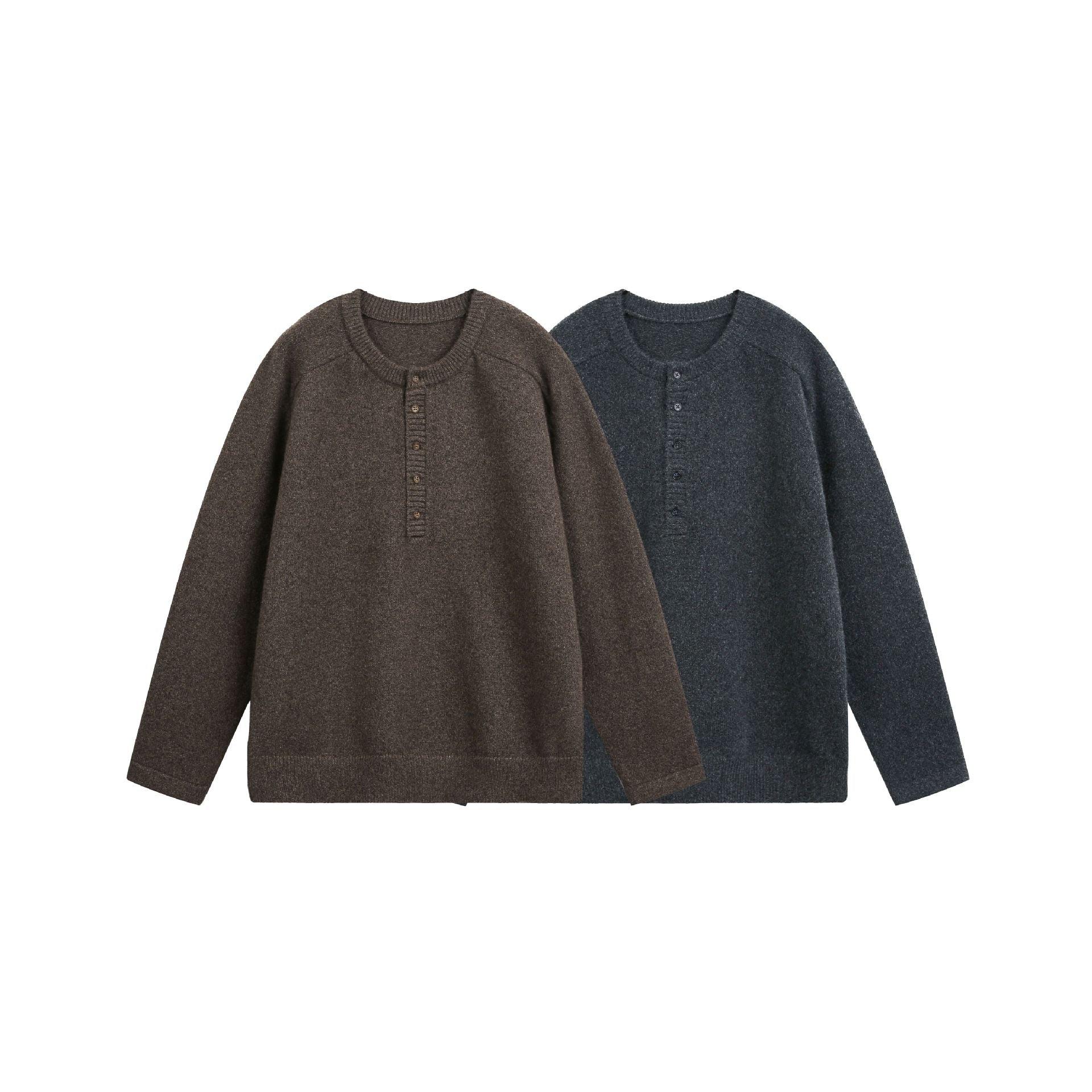 Women's chunky knit Henley pullover in oversized cut with button placket Chichicherry