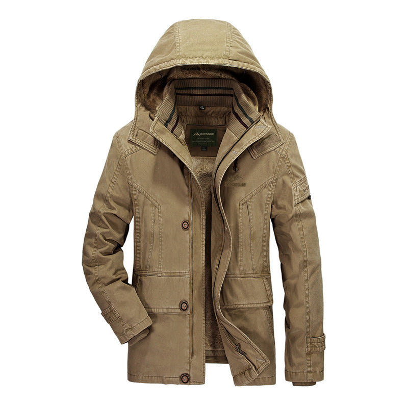 Men's hooded parka with teddy lining and multifunctional utility pockets Chichicherry