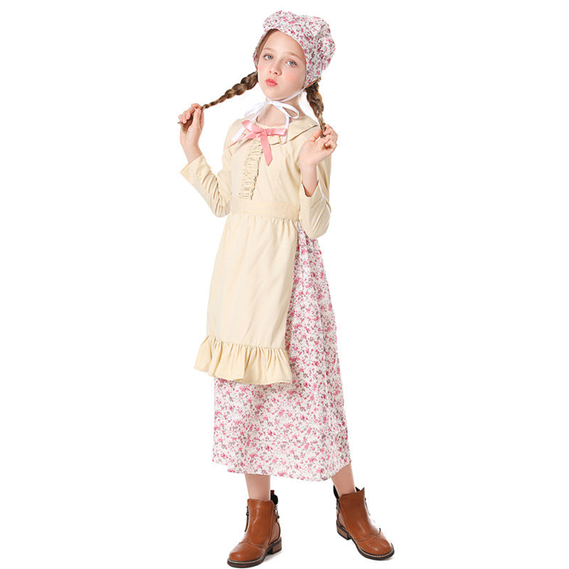 Girls' farmhouse dress with floral details Chichicherry