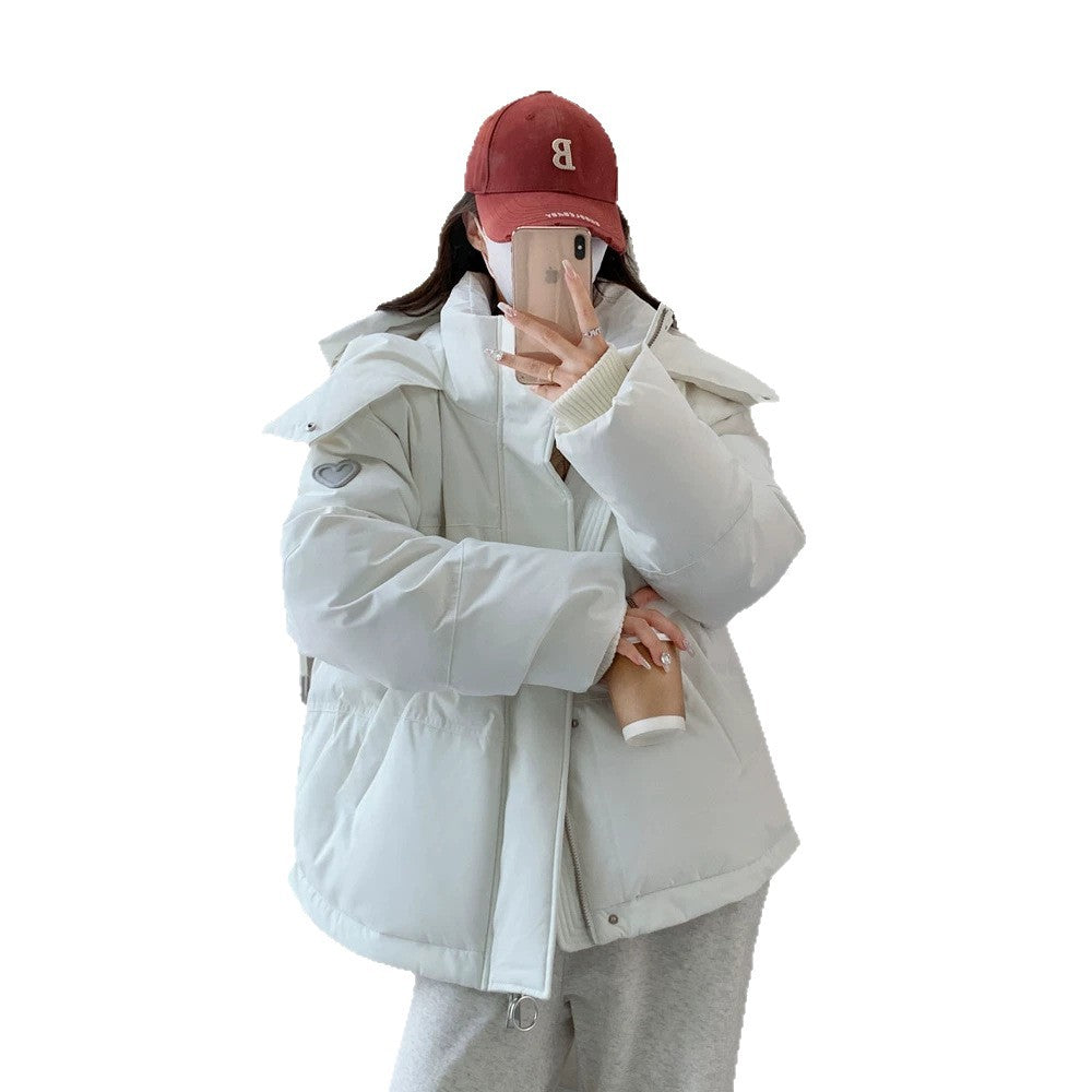 Women’s oversized quilted short jacket with hood, windproof lining and oversized collar Chichicherry