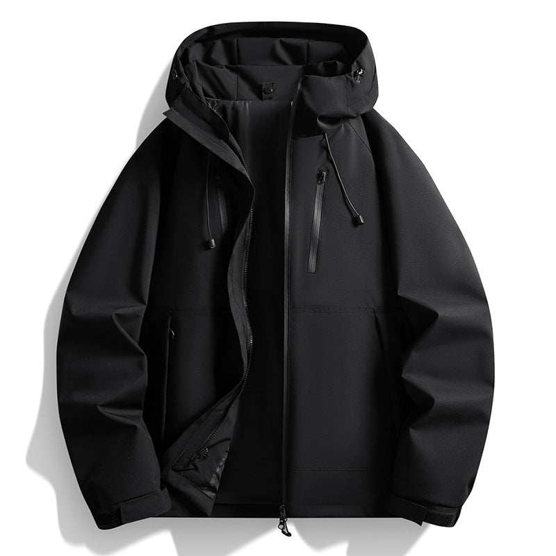 Men's softshell jacket with hood, windproof outer layer, adjustable hem & zippered pockets Chichicherry