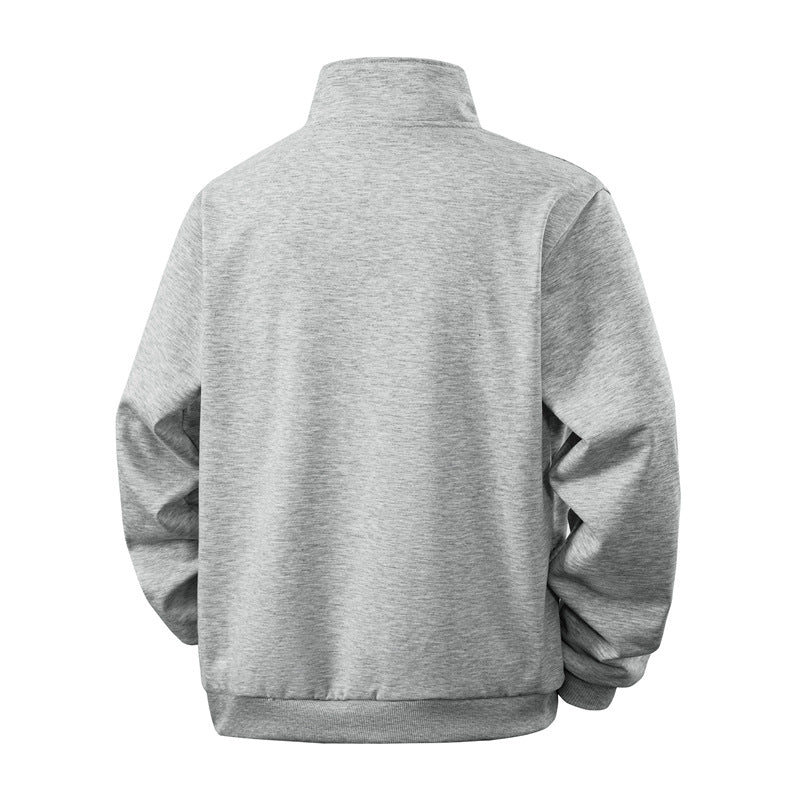 Men's Half-zip Sweatshirt with Stand-up Collar and Ribbed Cuffs Chichicherry