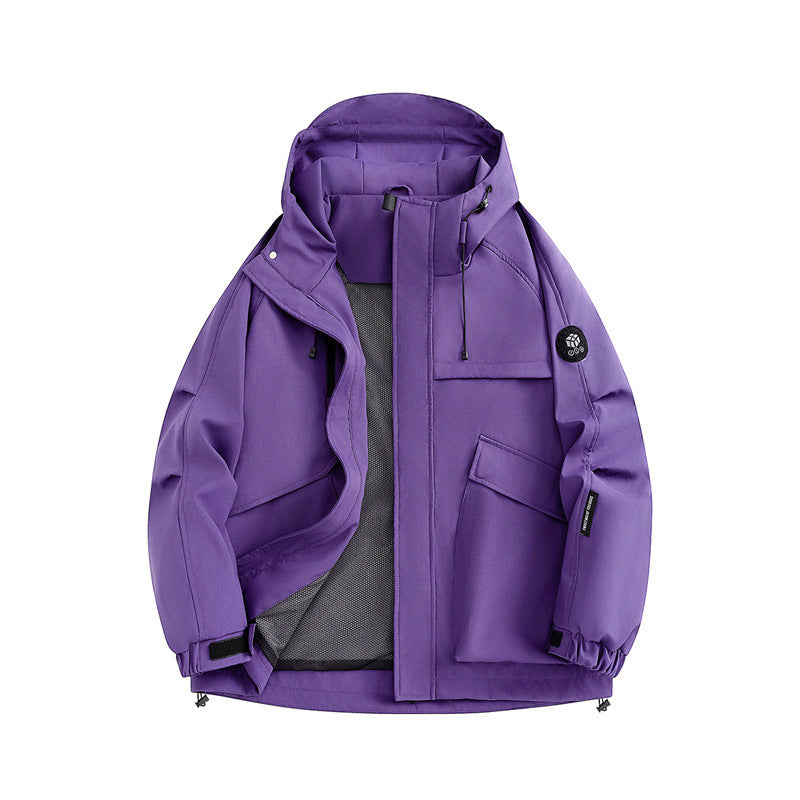 Men's Technical Softshell Utility Jacket with Hood, Mesh Lining & Multifunctional Pockets Chichicherry