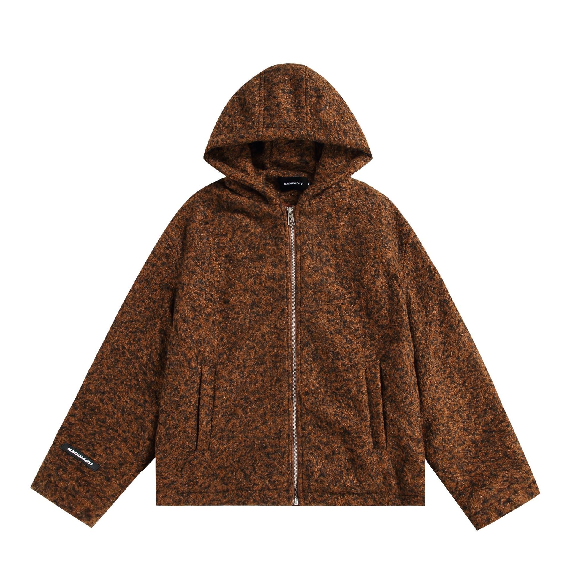 Women's hooded blouse made of wool blend with voluminous structure and zipper Chichicherry