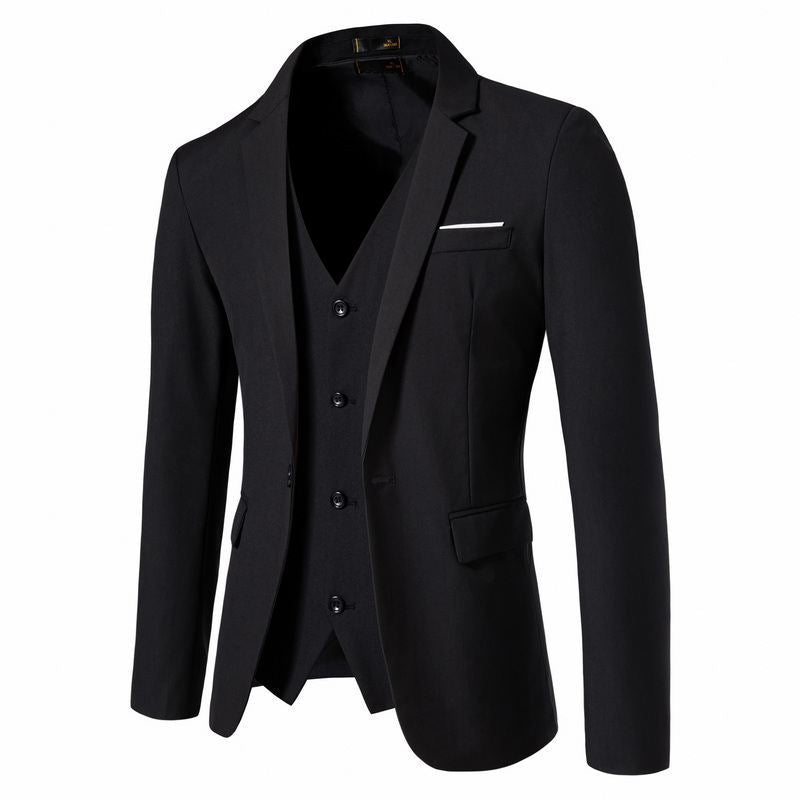 Men's Tailored Jacket with Matching Vest and Slim Business Silhouette Chichicherry