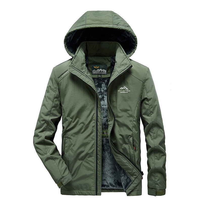 Men's technical outdoor jacket with warming teddy fleece lining and adjustable hood Chichicherry