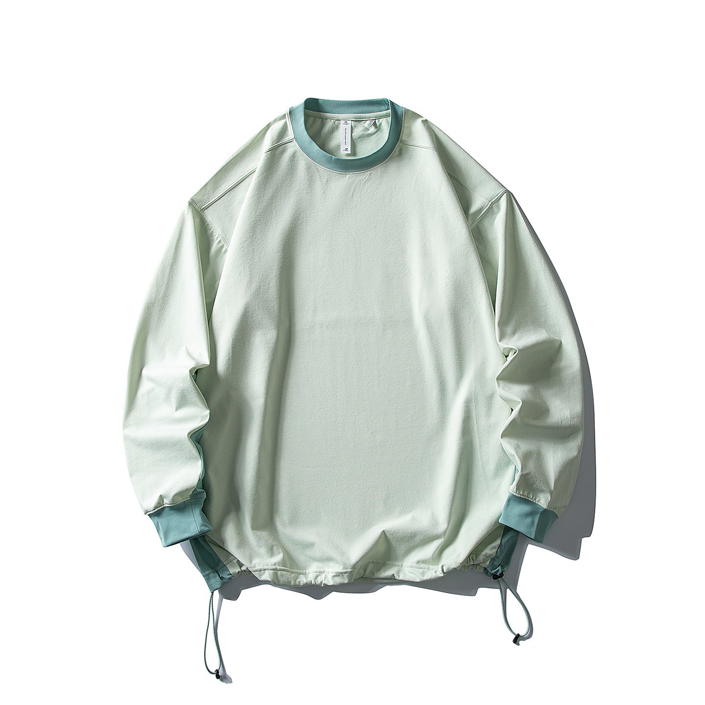 Unisex Oversize Fleece Pullover with Drawstring Hem and Contrast Collar Chichicherry