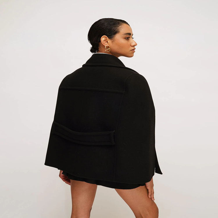 Women Short Cape Blazer in minimalist tailoring with boxy silhouette Chichicherry