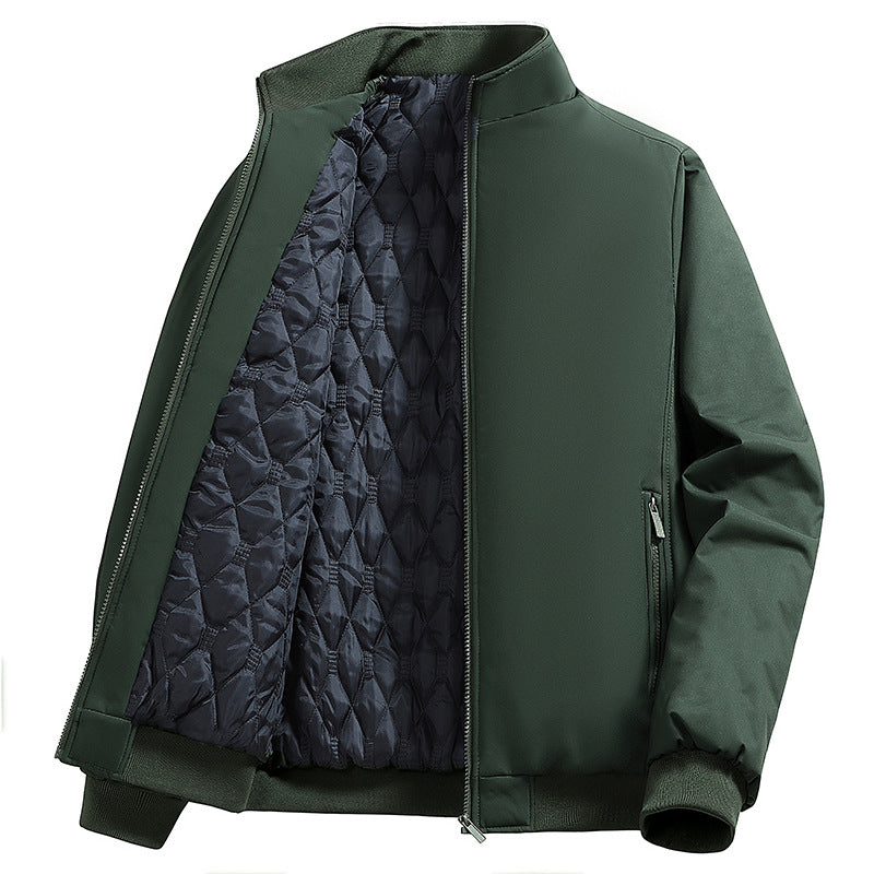 Men's Padded Bomber Jacket with Faux Fur Lining, Stand-Up Collar and Zipper Chichicherry