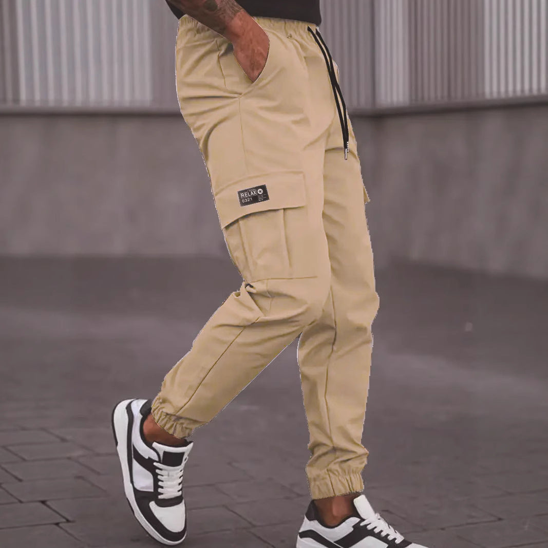 Men's Utility Cargo Pants in Jogger Style with Drawstring Waist, Elastic Cuffs, and Multifunctional Pockets Chichicherry