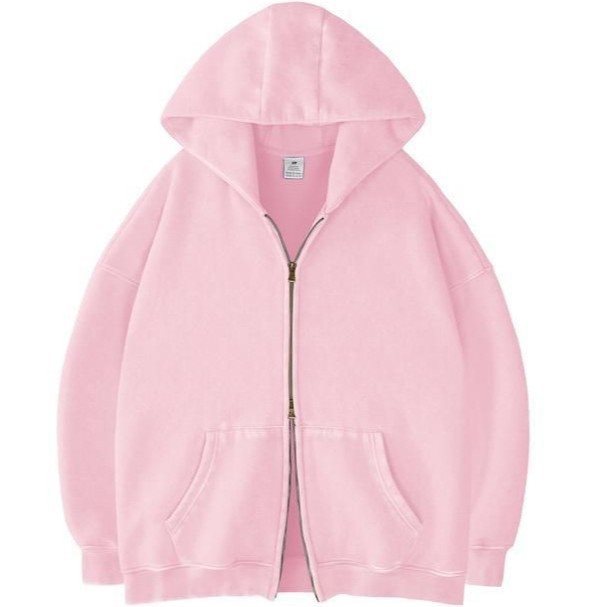 Unisex Oversized Hoodie Jacket with Double Zipper and Kangaroo Pockets Chichicherry
