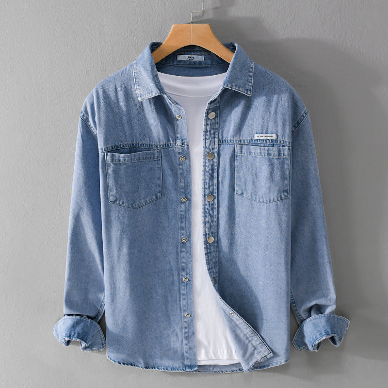 Men's jeans worker overshirt in shirt jacket style with chest pockets Chichicherry