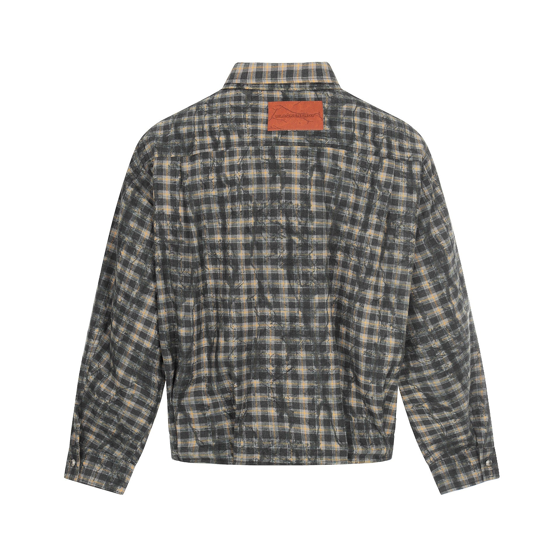 Men's Oversized Check Overshirt in Blouson Style with Distressed Finish Chichicherry