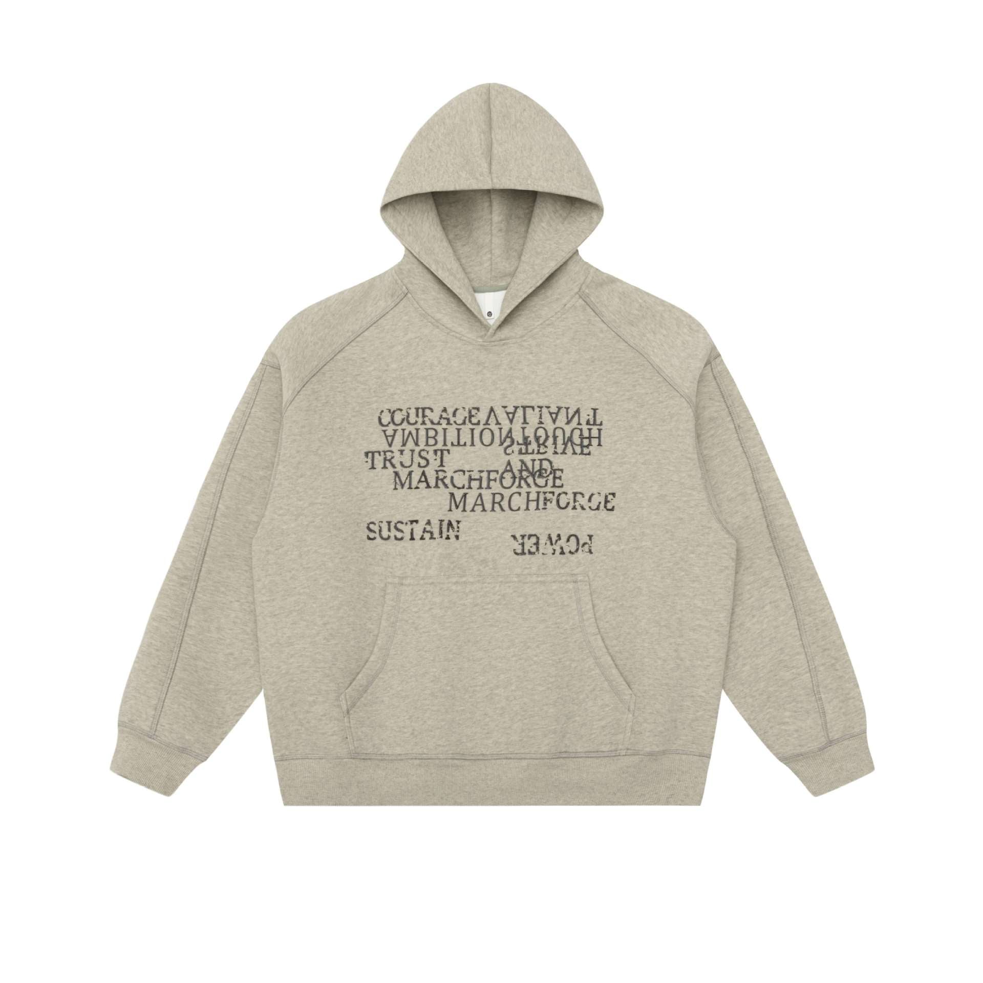 Unisex Oversize Hoodie with raglan sleeves, kangaroo pocket and offset typo print Chichicherry