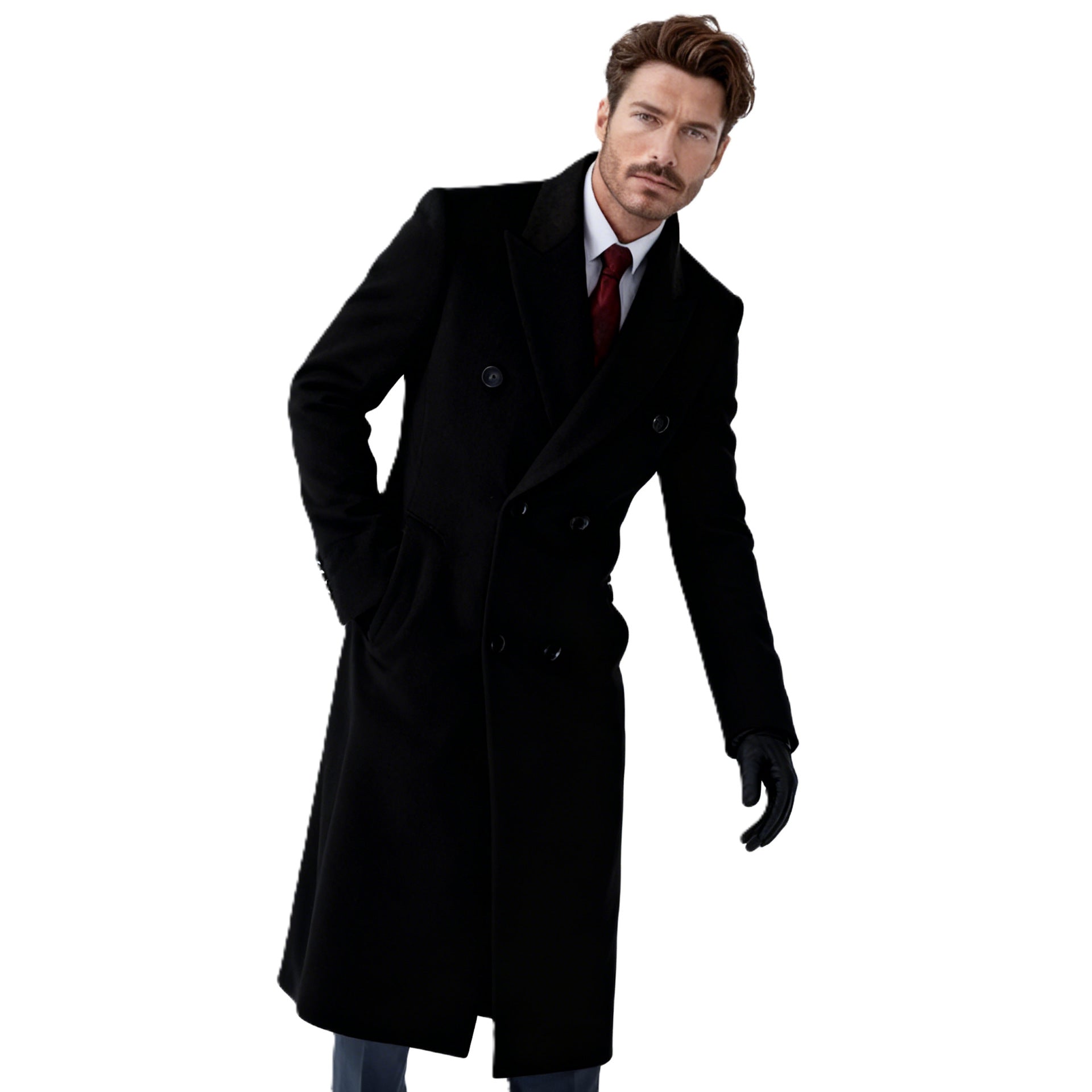 Men's Double-Breasted City Coat made of Wool Blend with Tailored Silhouette Chichicherry