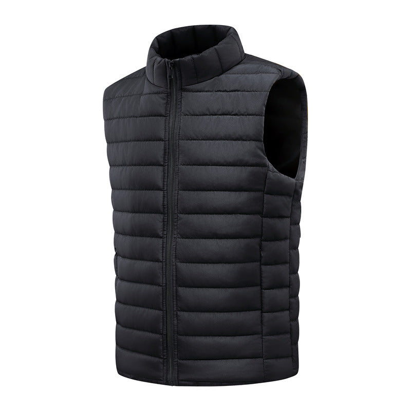 Men's lightweight quilted thermal vest with stand-up collar and full-length zipper Chichicherry
