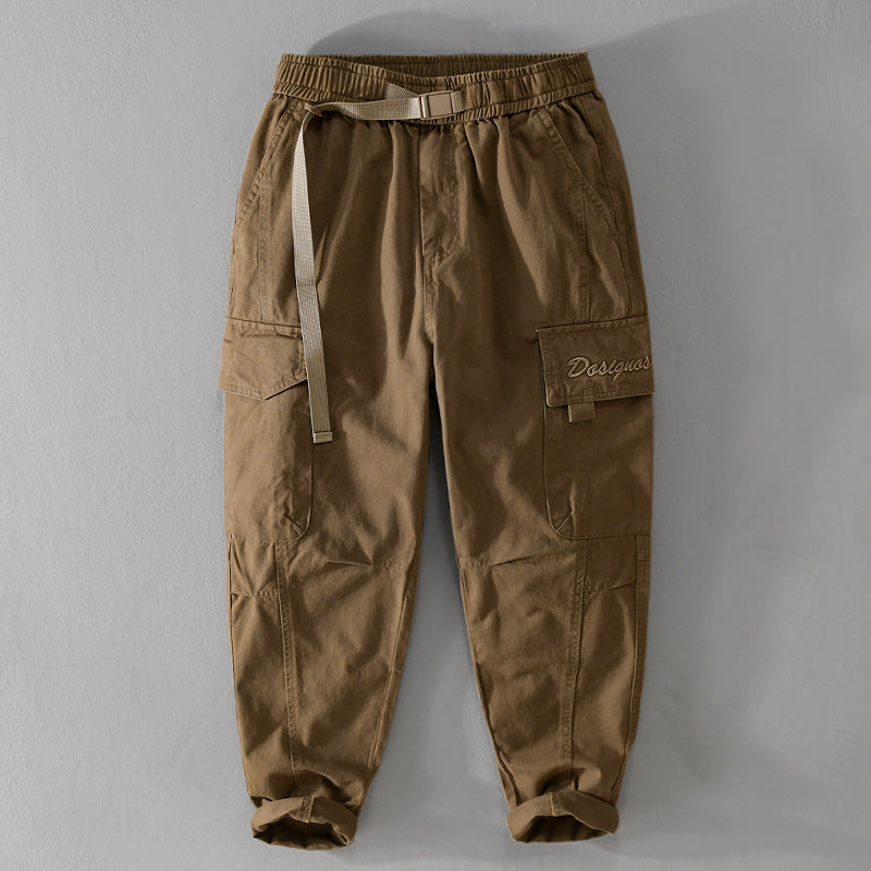 Men's cargo pants in military look with reinforced knees and elastic leg cuffs Chichicherry