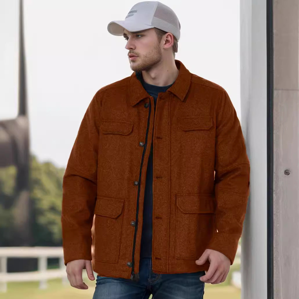 Herren Woll-Fieldjacke mit vier Pattentaschen und Hemdkragen Chichicherry