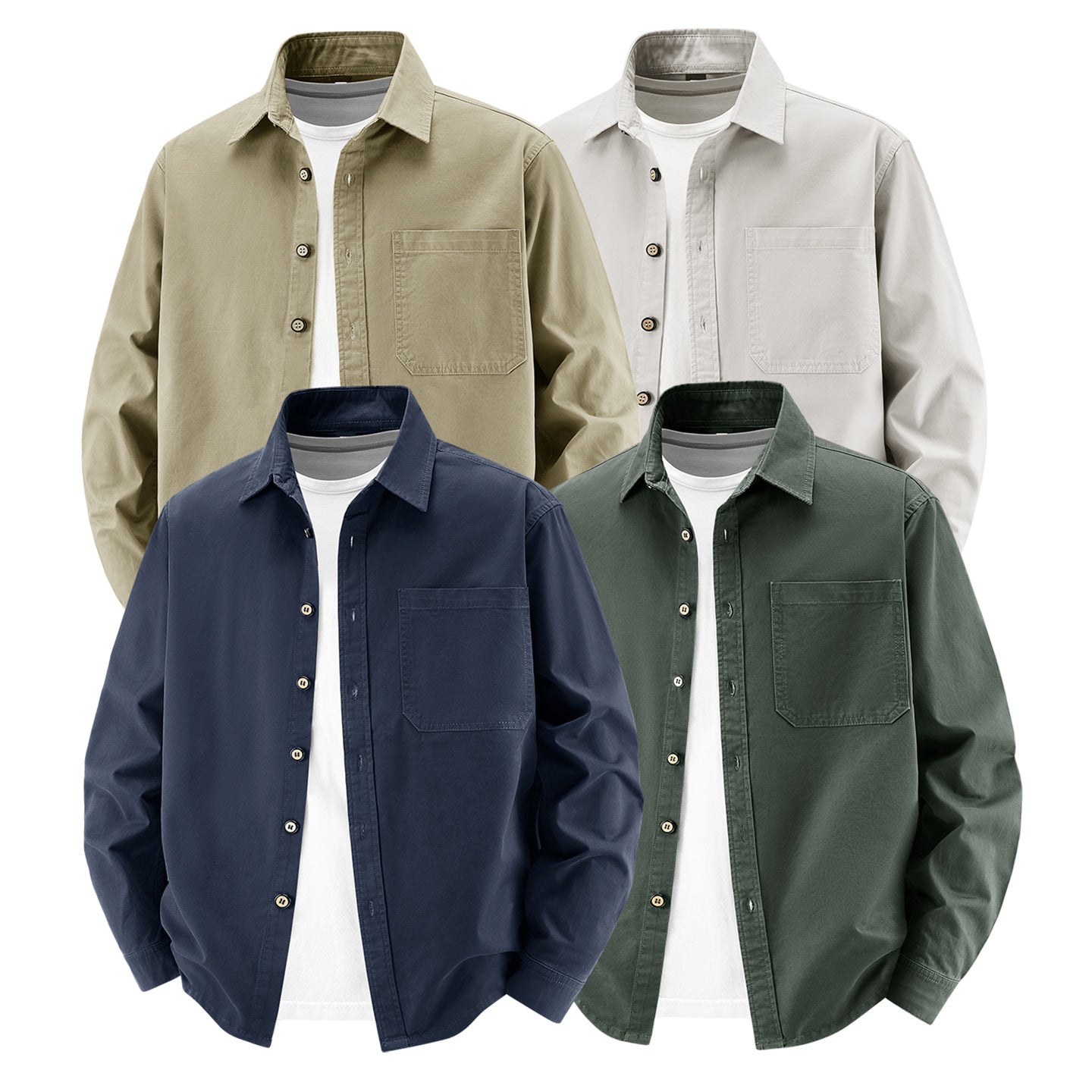 Men's loose overshirt jacket made of cotton blend with chest pocket and full button placket Chichicherry