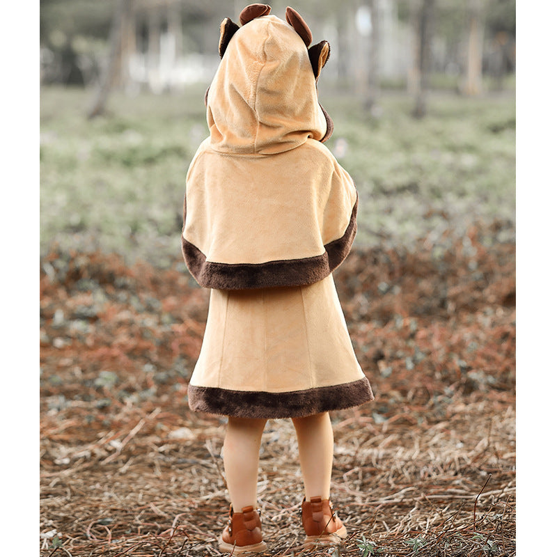Girl's hoodie costume with animal look and fluffy material Chichicherry