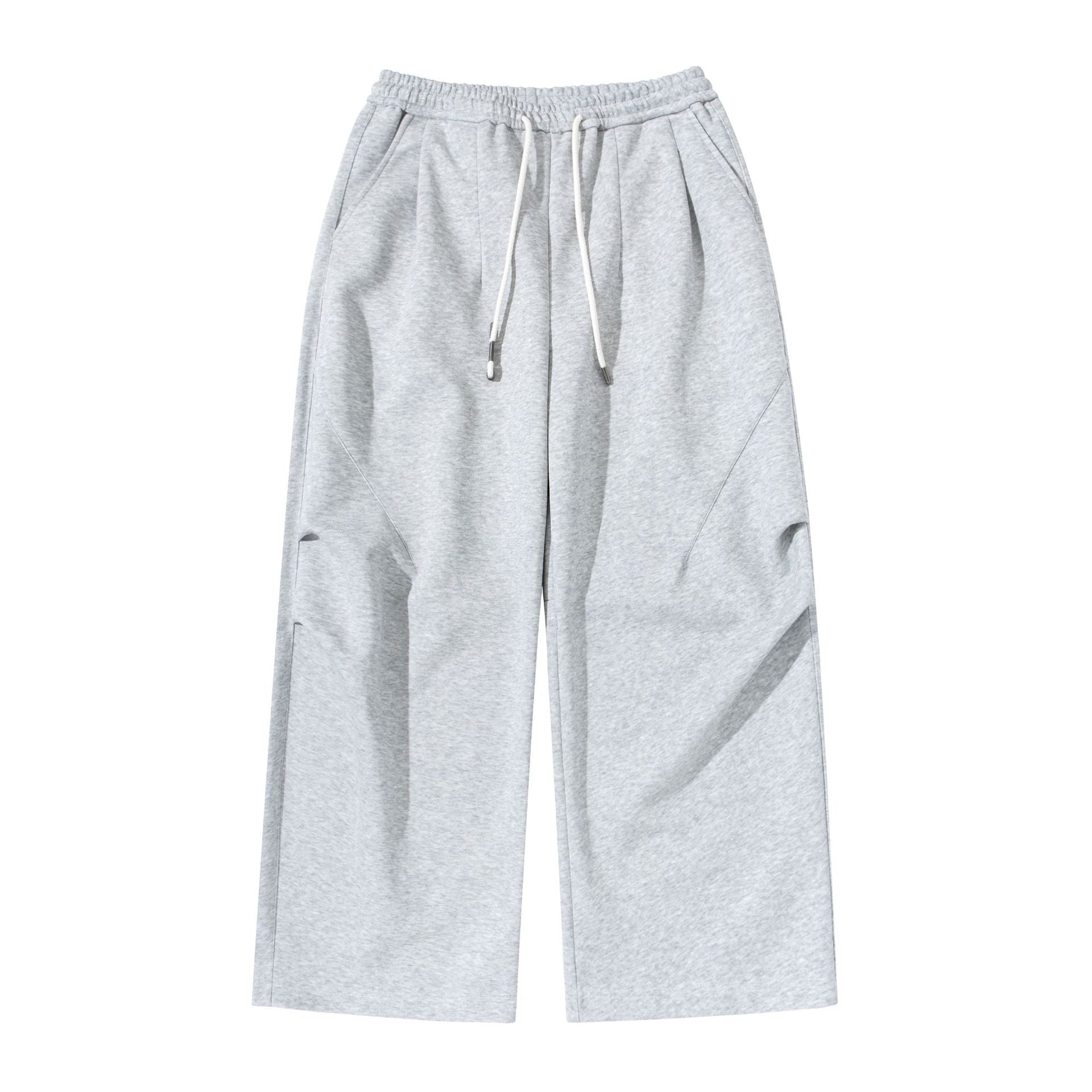 Women's Wide Cropped Sweatpants made of French Terry with High Elastic Waistband, Drawstring, and Side Pockets Chichicherry