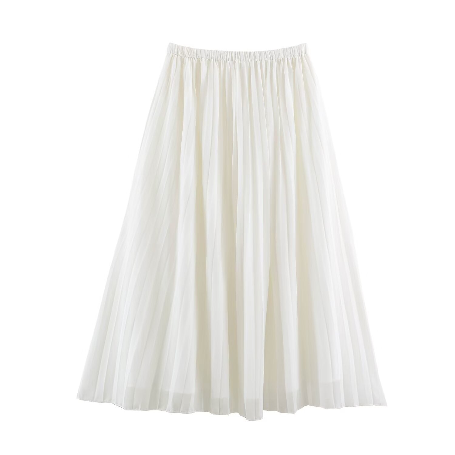 Women's Pleated Maxi Skirt made of Chiffon with Elastic Waistband Chichicherry