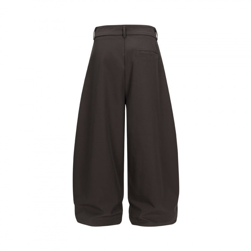 Ladies Wide Balloon Pants with High Waist, Pleats and Cuffed Hem Chichicherry