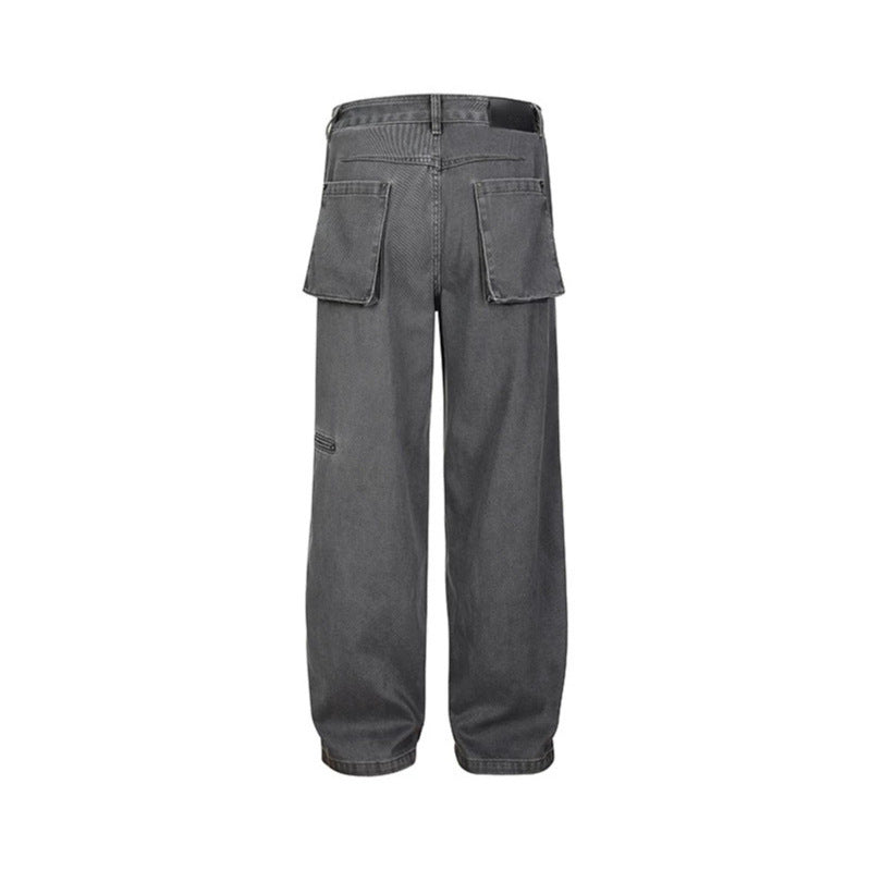 Men's Wide Canvas Pants in Palazzo Cut with High Waist Fit and Straight Leg Chichicherry