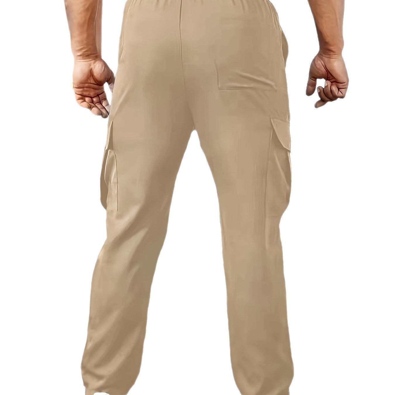 Men's Tapered Cargo Jogging Pants with Flat Drawstring, Multiple Pockets & Narrow Ankle Hem Chichicherry