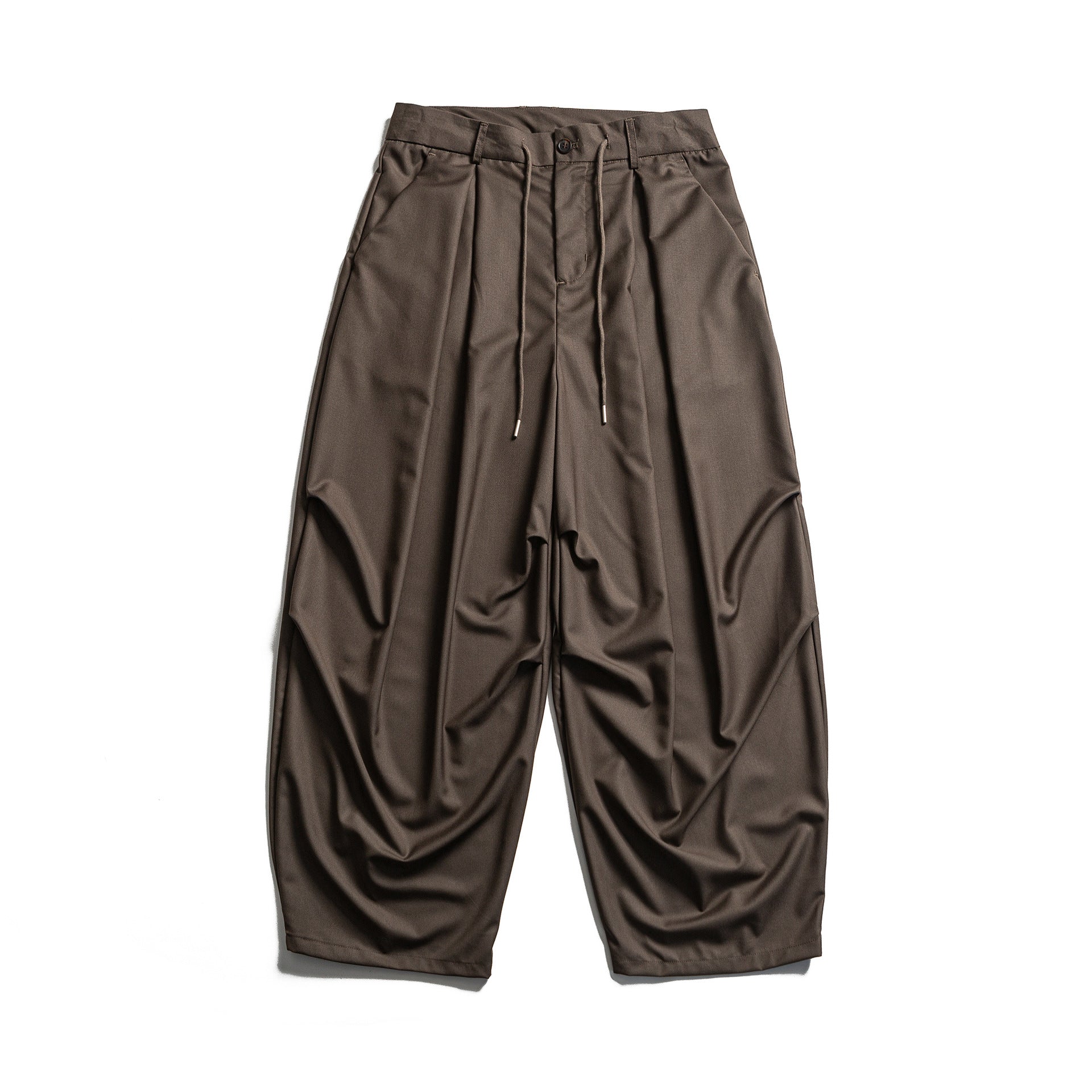 Men's cropped pants with pleats, drawstring and subtle waistband extension Chichicherry