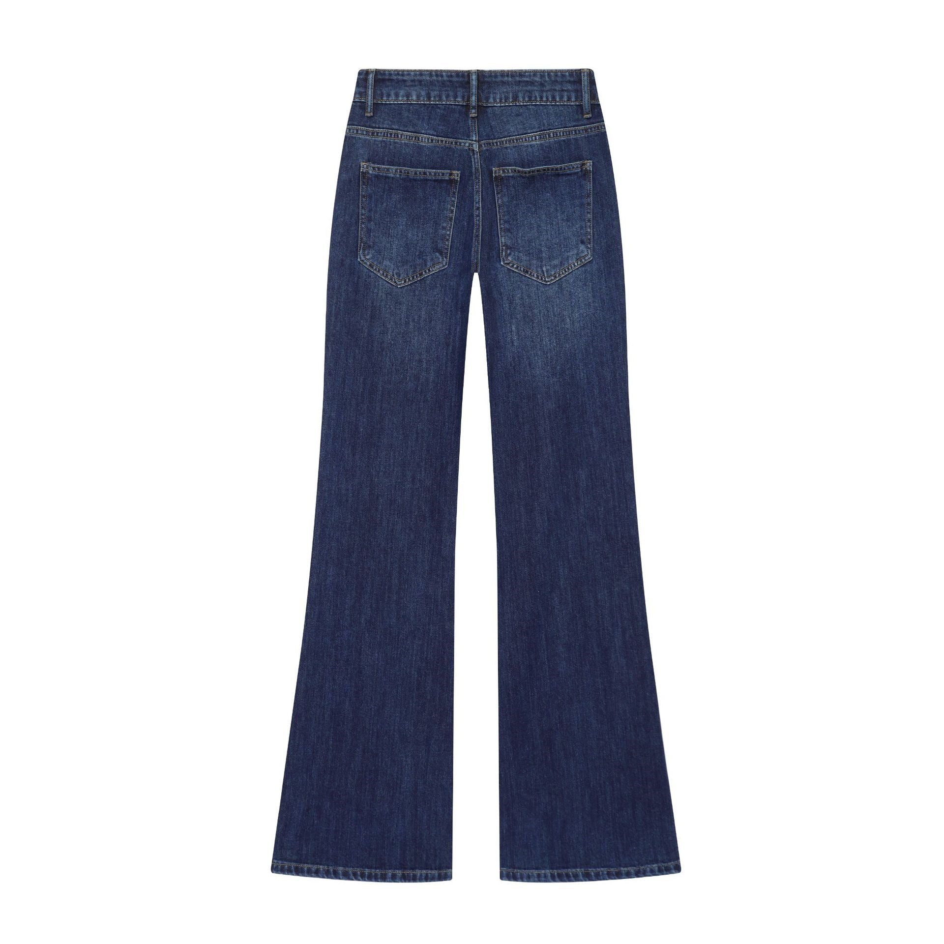 Women's wide high-waist jeans with patch pockets and crease Chichicherry