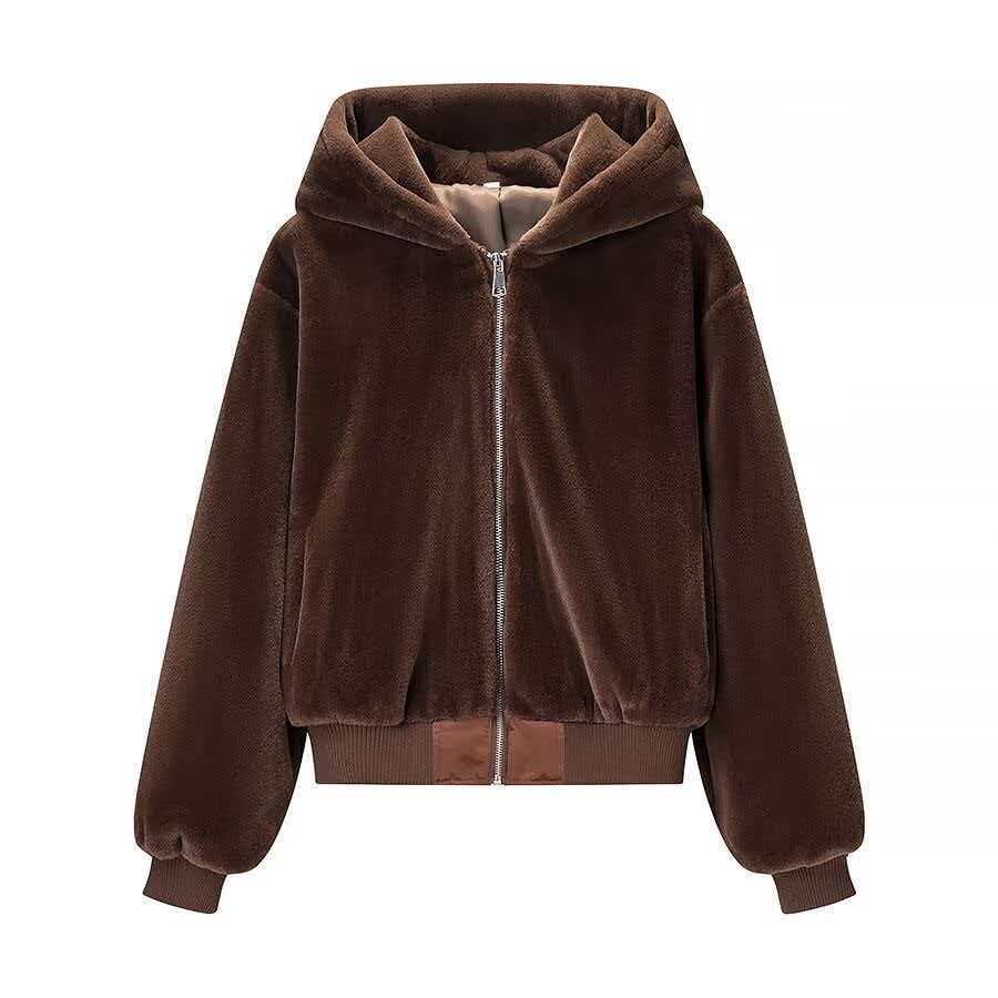 Ladies reversible hooded blouse with plush and fleece side Chichicherry